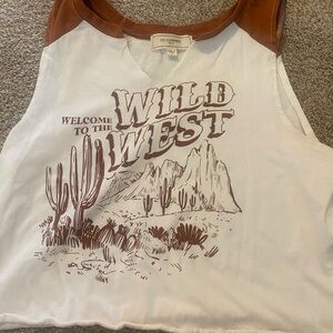 White and brown tanktop, women’s large in good condition